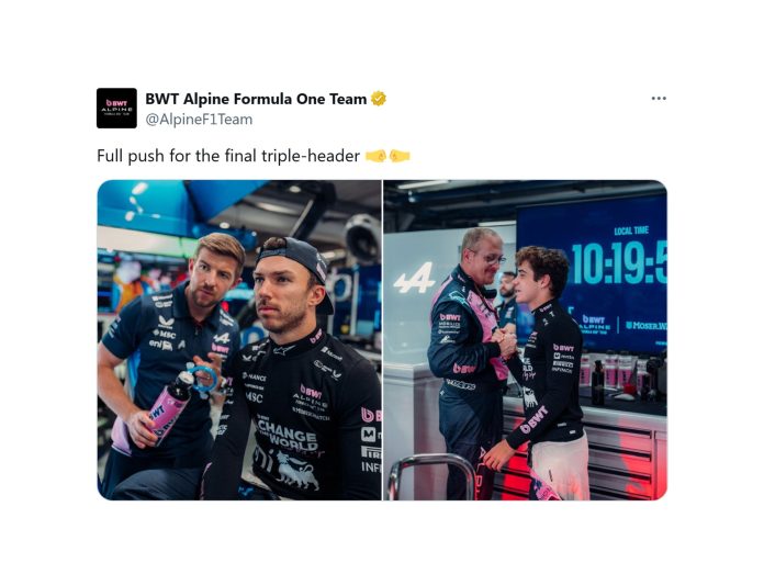 El esperanzador posteo de Alpine con Colapinto y Gasly en la previa del GP de Las Vegas de la F1