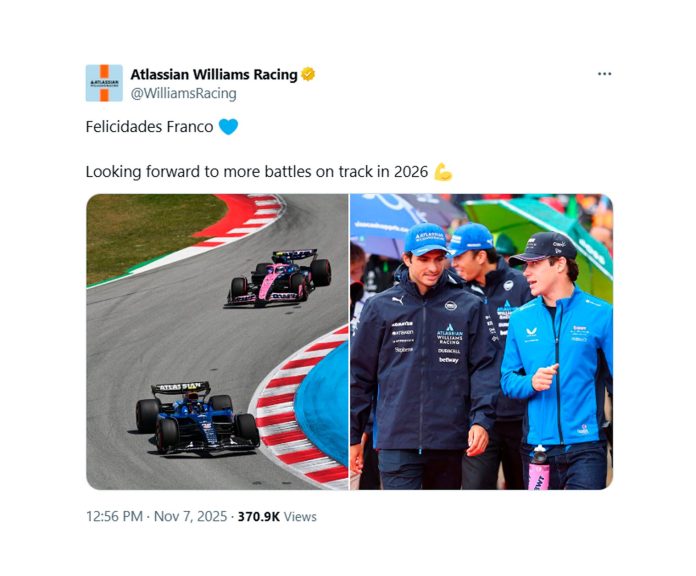 “Estoy realmente orgulloso”: el emotivo respaldo de James Vowles a Franco Colapinto tras la renovación con Alpine