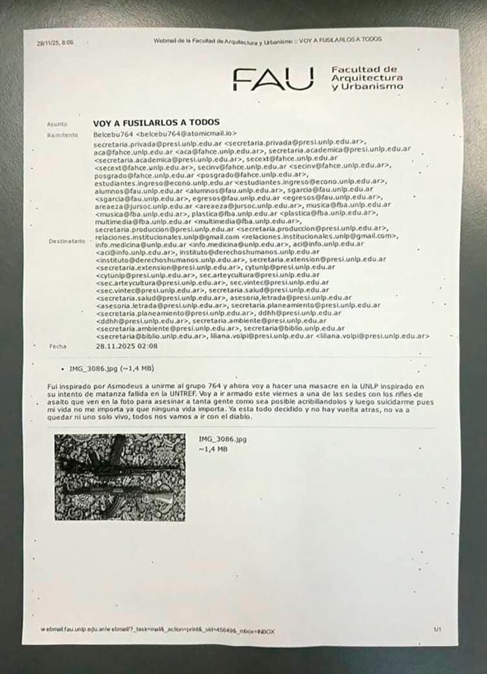 “Voy a fusilarlos a todos”: evacuaron la Facultad de Artes de La Plata y suspendieron las clases tras una amenaza