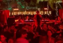 Pánico en Costanera Norte: el momento en el que se desprende la estructura del escenario en un boliche y cae sobre el público