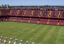 Prohibieron el ingreso a las canchas a un hincha de Colón por agredir a la Policía en el partido con Deportivo Madryn