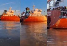 Un buque que transportaba químicos chocó contra un barco petrolero en el puerto de Campana