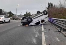 Hubo doce siniestros viales en CABA durante la madrugada: dos heridos al volcar una camioneta en la avenida General Paz