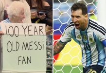 Tiene 100 años, sigue a Messi desde que éste llegó a Miami y su saludo desde las gradas fue la sensación del partido contra Austria