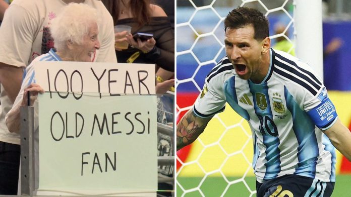 Tiene 100 años, sigue a Messi desde que éste llegó a Miami y su saludo desde las gradas fue la sensación del partido contra Austria