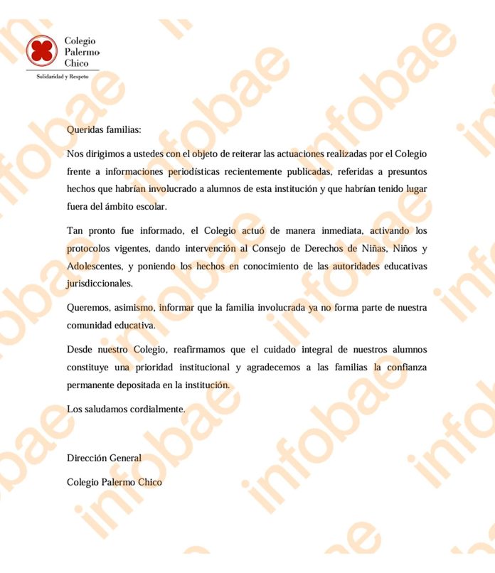 El comunicado del colegio Palermo Chico sobre el caso del empresario acusado de abusar de los compañeros de su hijo