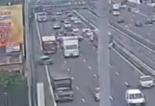 Un auto perdió el control en la Autopista 25 de Mayo, cruzó todos los carriles e impactó contra el muro