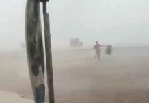 Un fuerte temporal de viento y lluvia azotó a Puerto Madryn con ráfagas de hasta 90 kilómetros por hora