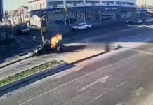Impactante choque entre un colectivo y un auto en La Matanza: una explosión y cuatro heridos