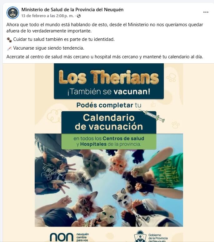 “Los therians también se vacunan”: particular campaña de salud de una provincia