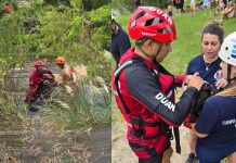 Un perro que había quedado atrapado en el río San Antonio de Córdoba fue rescatado por la policía