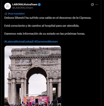 Espeluznante caída de la ciclista Debora Silvestri en la carrera Milán-San Remo: debió ser hospitalizada de urgencia