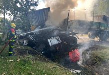 Fatal choque entre dos camiones en la Ruta 33: uno de los vehículos se incendió y el conductor murió calcinado