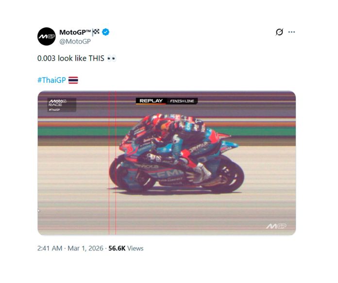 La electrizante definición rueda a rueda del Moto3 en la antesala del MotoGP: ganó por apenas 3 milésimas de segundo