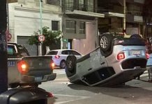 Choque y vuelco en Flores: un Jeep impactó contra un patrullero y hubo complicaciones en el tránsito
