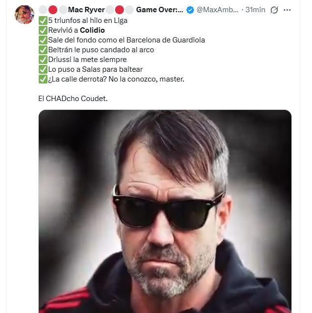 Los mejores memes del triunfo de River ante Racing: de las rachas de Coudet y Beltrán a la nueva expulsión de Marcos Rojo