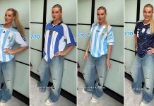 La novia futbolista de Marcos Senesi se probó camisetas de Argentina y entre los dos eligieron cuál es la más linda: “Es un 10″