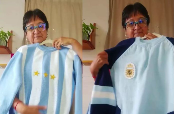 Tejió buzos de la Selección para sus siete nietos, se volvió viral y ahora tiene pedidos hasta noviembre
