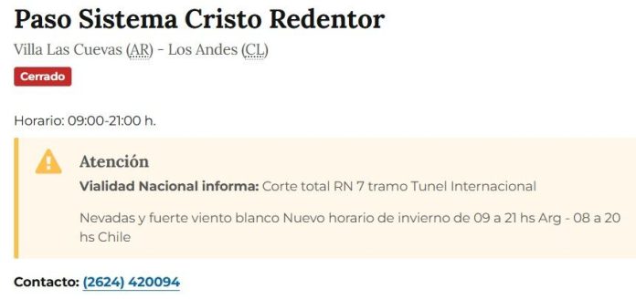 Los pasos fronterizos de Mendoza, Río Negro y Neuquén están cerrados por las fuertes nevadas y el viento blanco