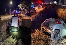 Neuquén: manejaba borracho en medio de una helada, perdió el control del auto y cayó en un pozo